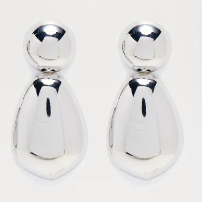 Fashion Nova Silver Tone Post Chunky Jazmine Statement Earrings